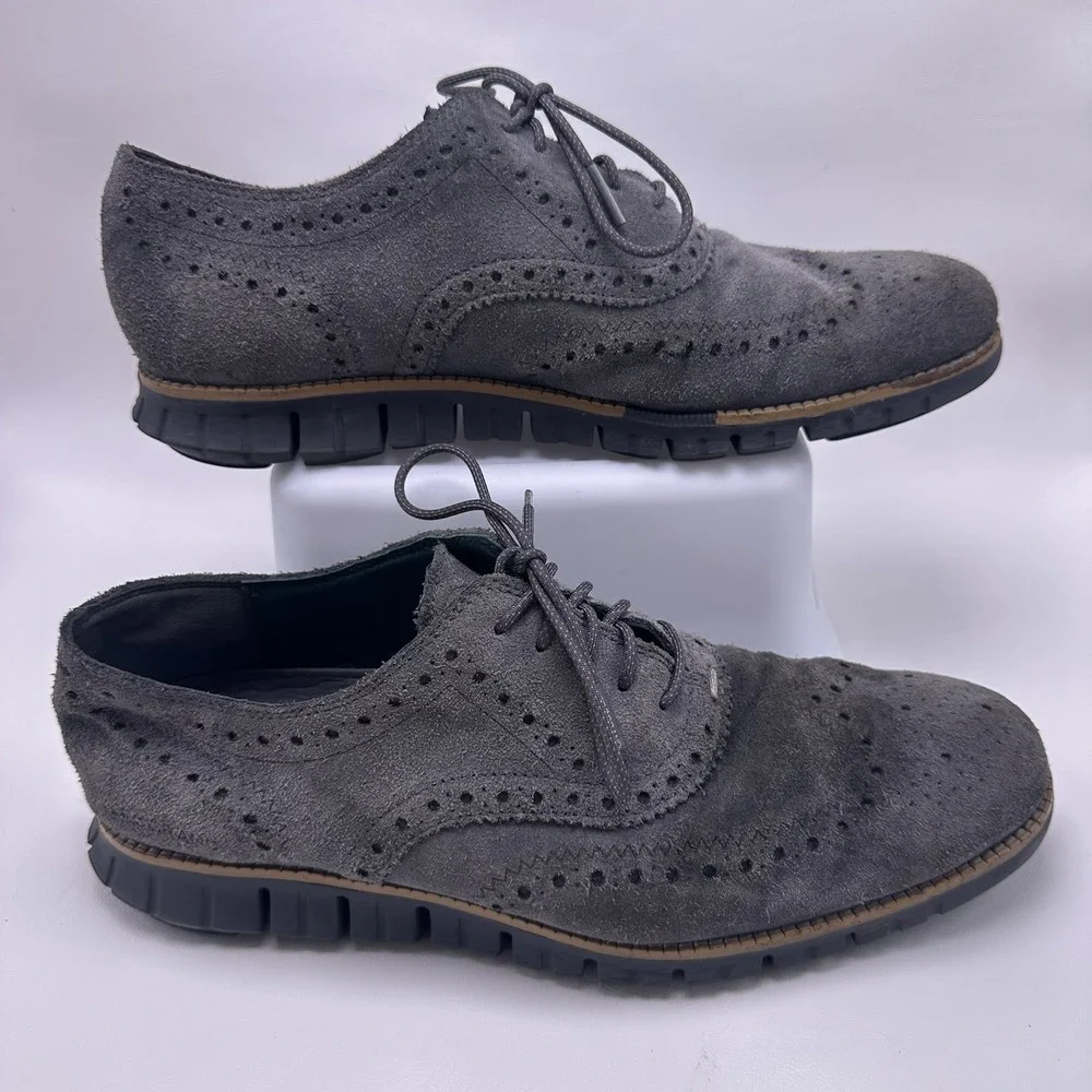 Cole Haan ZeroGrand‎ Wingtip Oxford Shoes Men Size 11M Gray Suede